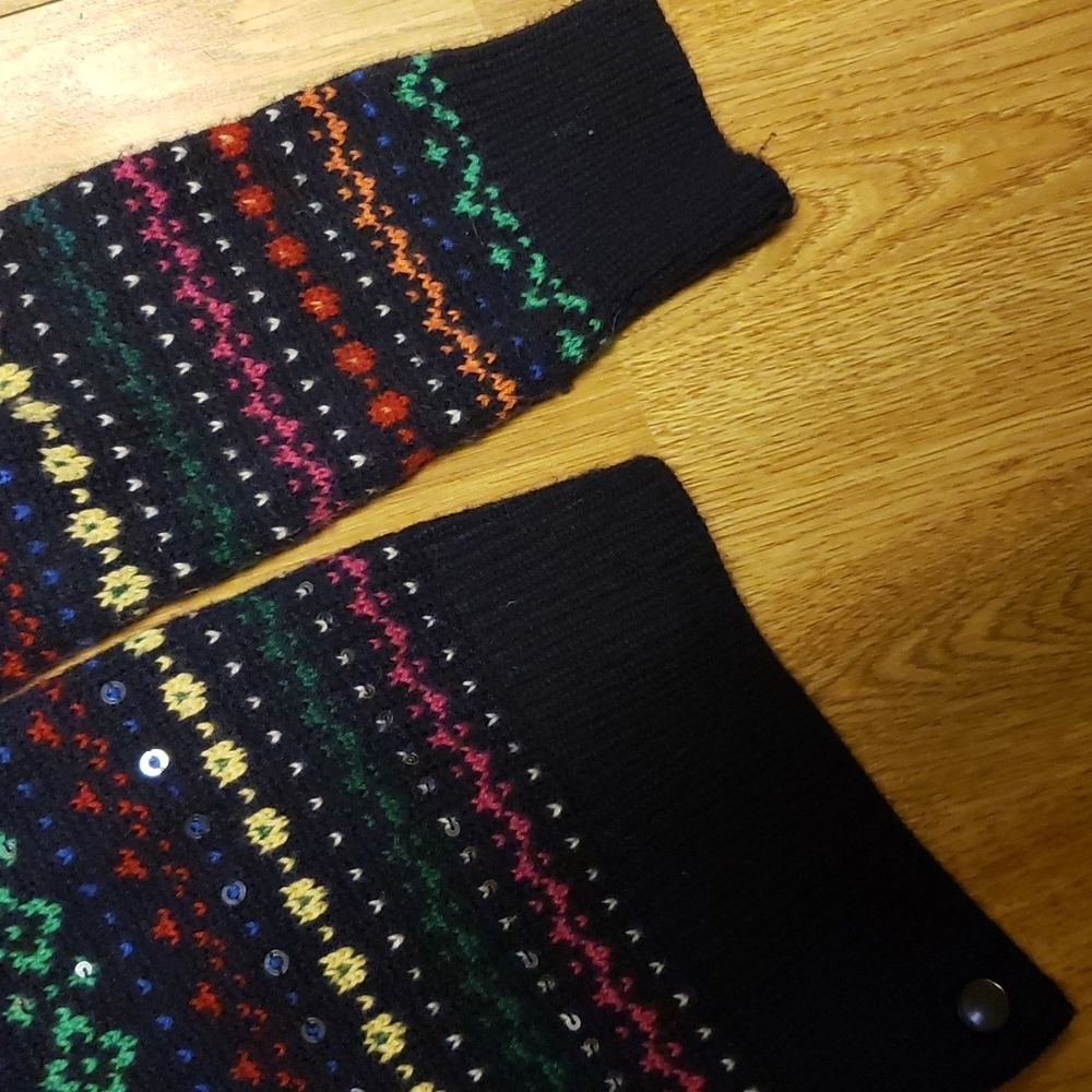 Talbots Striped Sequined Button Front Lambswool C… - image 3